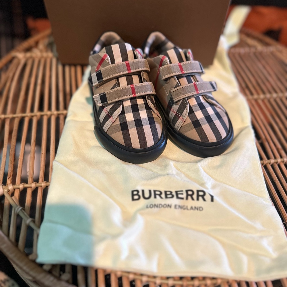 Burberry Kids Plaid Sneakers - Beige and Black